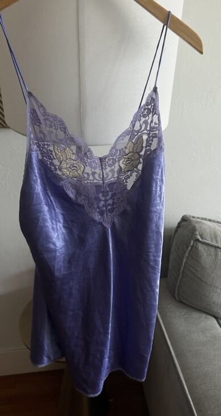 Vtg Y2K Purple Slip Mini Dress Fairy Floral Lace Size 4 Feminine Whimsigoth